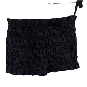 Women’s NWT Aqua Black Strapless Crop‎ Bandeau Size Medium M Cotton Ruched
